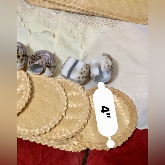 ♥️Juego de tapetes para mesa de 5,Echo a mano de palma natural y caracoles♥️#CAM - Picture 14 of 14